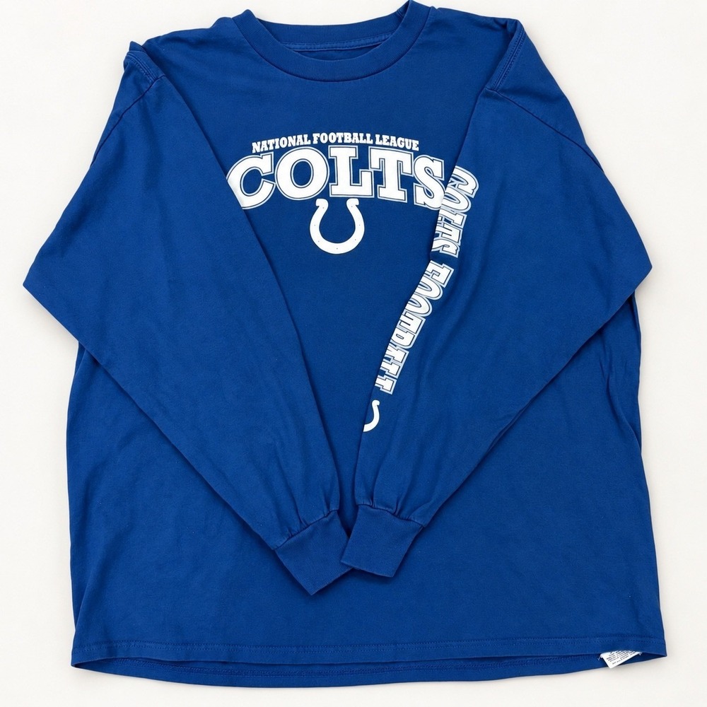 NFL Team Apparel Indianapolis Colts Long Sleeve Shirt Blue Mens XL Graphic Tee